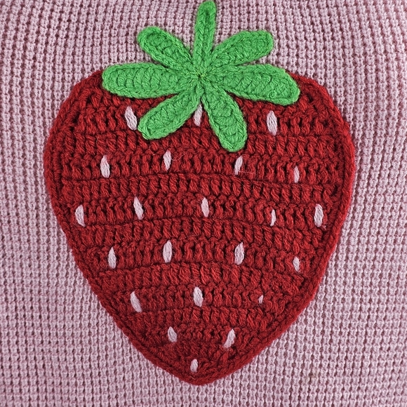 Sweet Society Embriodered Strawberry Woven Knit Sweater Tank Top Size M - Picture 10 of 11